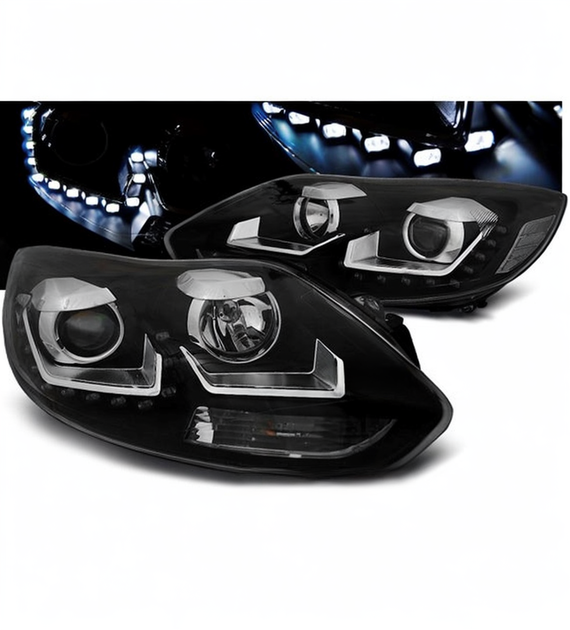 💕 Fari Anteriori Adatto per Ford Focus MK3 11-14 LED Neri 💕