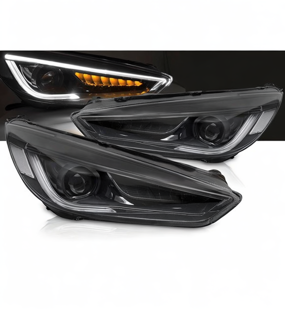 💕 Fari Anteriori Adatto per Ford Focus MK3 14-18 LED DRL Neri 💕
