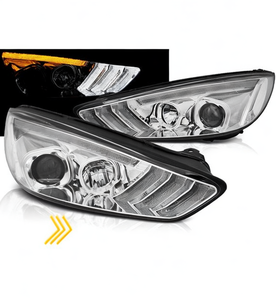 💕 Fari Anteriori Adatto per Ford Focus MK3 15-18 LED DRL Neri 💕