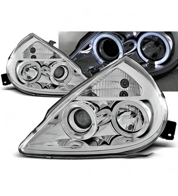 💕 Fari Anteriori Adatto per Ford KA 96-08 Angel Eyes Cromati 💕