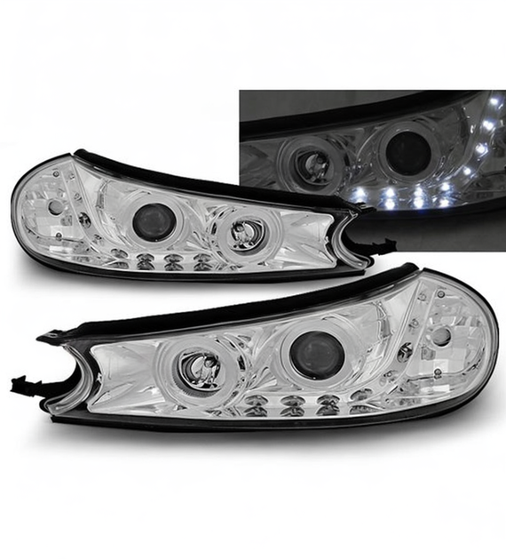 💕 Fari Anteriori Adatto per Ford Mondeo 96-00 LED Daylight Cromati 💕