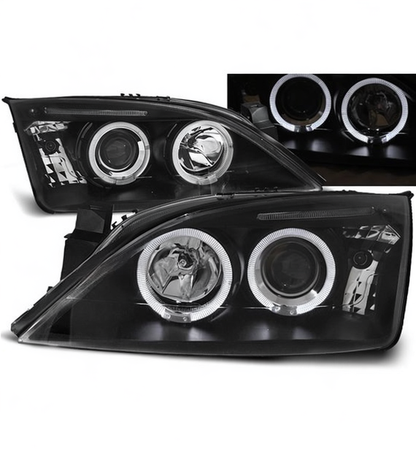 💕 Fari Anteriori Adatto per Ford Mondeo 00-07 Angel Eyes Neri 💕