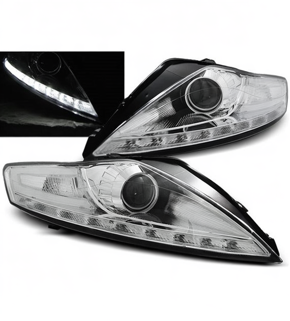 💕 Fari Anteriori Adatto per Ford Mondeo 07-10 LED Daylight Cromati 💕