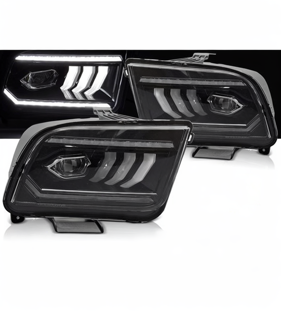💕 Fari Anteriori Adatto per Ford Mustang 04-09 Full LED DRL Neri 💕