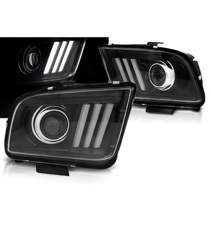 💕 Fari Anteriori Adatto per Ford Mustang 04-09 LED Tube Light Neri 💕