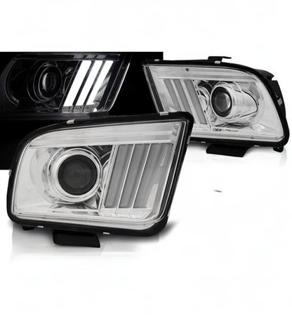 💕 Fari Anteriori Adatto per Ford Mustang 04-09 LED Tube Light Cromati 💕