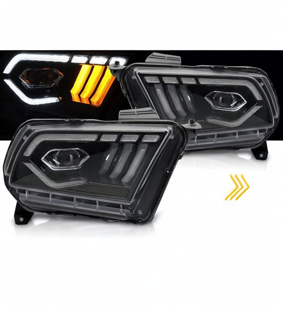 💕 Fari Anteriori Adatto per Ford Mustang 10-13 Full LED DRL Neri 💕