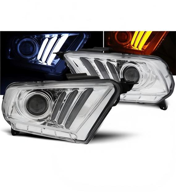 💕 Fari Anteriori Adatto per Ford Mustang V 10-13 LED Tube Cromati 💕