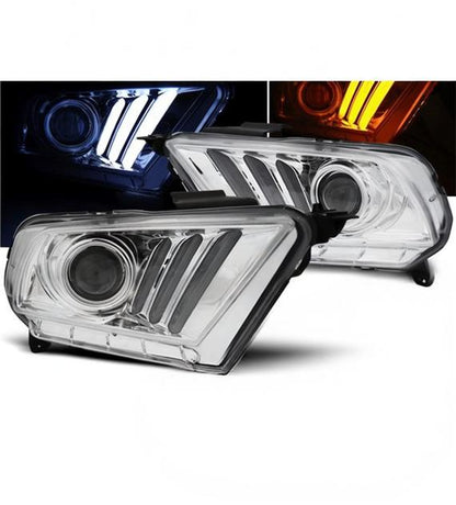 💕 Fari Anteriori Adatto per Ford Mustang V 10-13 LED Tube Cromati 💕