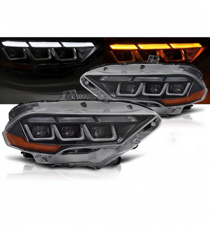 💕 Fari Anteriori Adatto per Ford Mustang 18-21 Full LED DRL Neri 💕