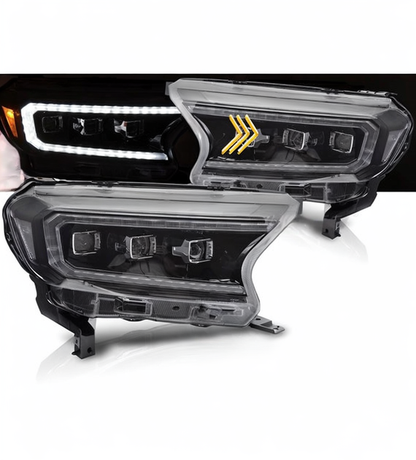 💕 Fari Anteriori Adatto per Ford Ranger V 16-22 Full LED DRL Neri 💕