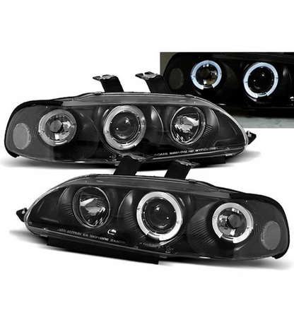 💕 Fari Anteriori Adatto per Honda Civic 2D 3D 91-95 Angel Eyes Neri 💕