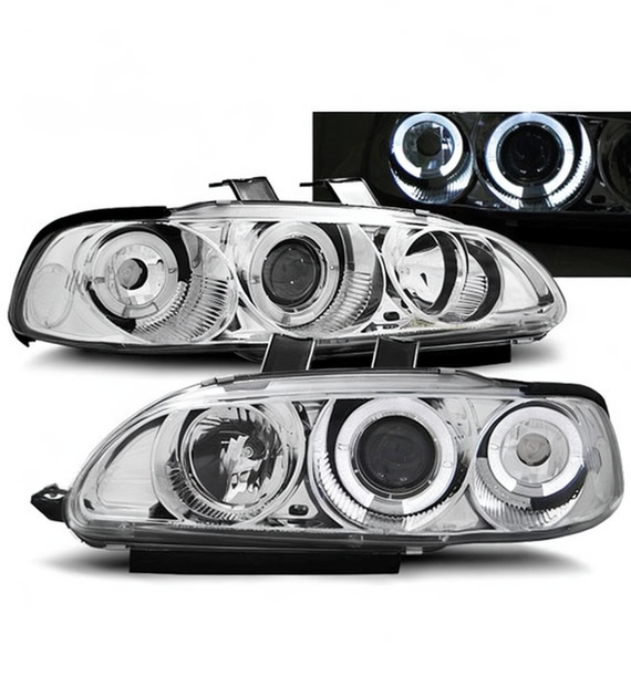💕 Fari Anteriori Adatto per Honda Civic 2D 3D 91-95 Angel Eyes Cromati 💕