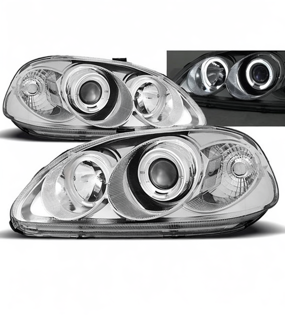 💕 Fari Anteriori Adatto per Honda Civic 2D 3D 4D 95-99 Angel Eyes Cromati 💕
