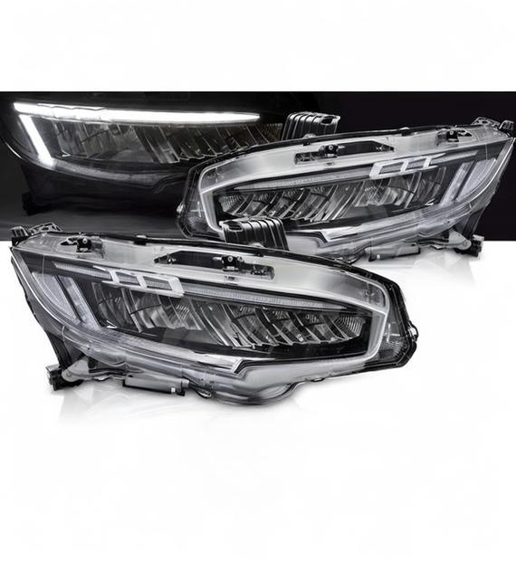 💕 Fari Anteriori Adatto per Honda Civic X 16-21 Full LED DRL Neri 💕