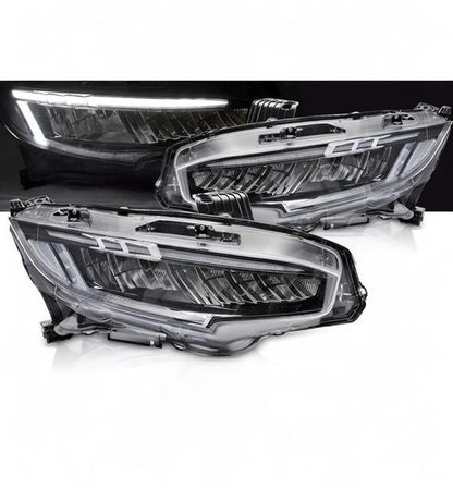 💕 Fari Anteriori Adatto per Honda Civic X 16-21 Full LED DRL Neri 💕
