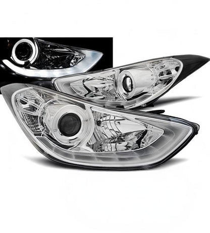 💕 Fari Anteriori Adatto per Hyundai Elantra 11-15 LED Daylight Cromati 💕