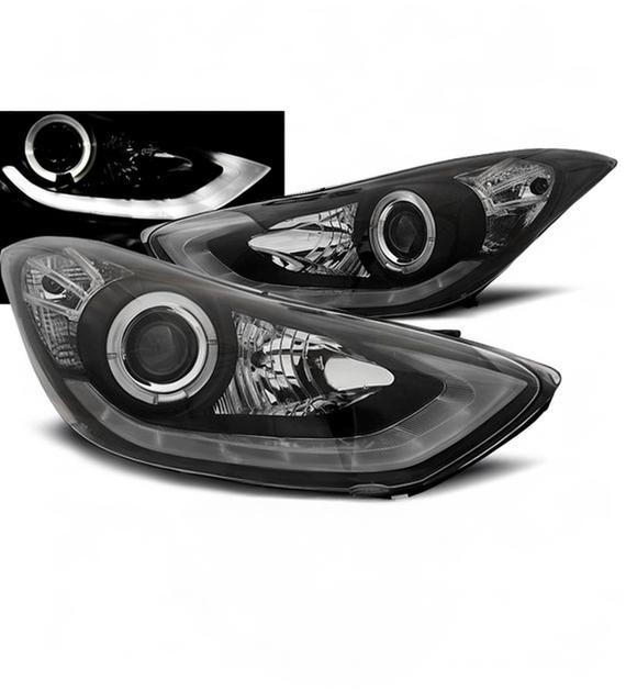 💕 Fari Anteriori Adatto per Hyundai Elantra 11-15 LED Daylight Neri 💕