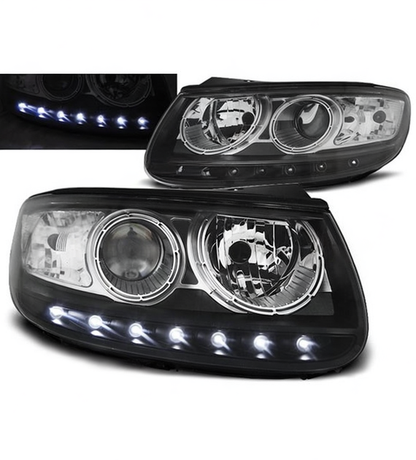 💕 Fari Anteriori Adatto per Hyundai Santa Fe 06-12 LED Daylight Neri 💕