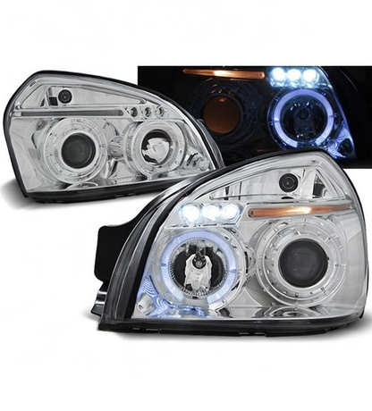 💕 Fari Anteriori Adatto per Hyundai Tucson 07-10 Angel Eyes Cromati 💕