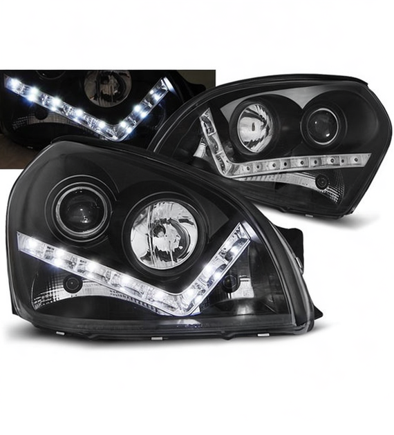 💕 Fari Anteriori Adatto per Hyundai Tucson 07-10 LED Daylight Neri 💕