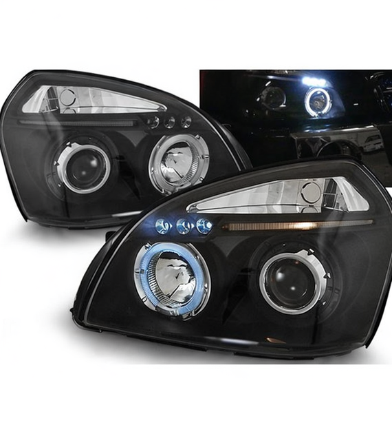 💕 Fari Anteriori Adatto per Hyundai Tucson 07-10 Angel Eyes Neri 💕