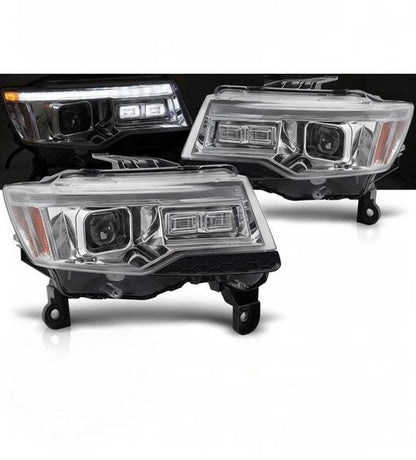 💕 Fari Anteriori Adatto per Jeep Grand Cherokee WK2 14-21 LED Tube Cromati 💕