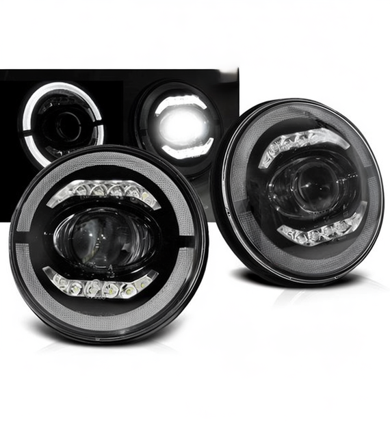 💕 Fari Anteriori Adatto per Jeep Wrangler TJ LJ JK 96-18 LED Angel Eyes Neri 💕