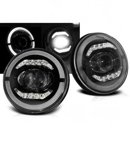 💕 Fari Anteriori Adatto per Jeep Wrangler TJ LJ JK 96-18 LED Angel Eyes Neri 💕