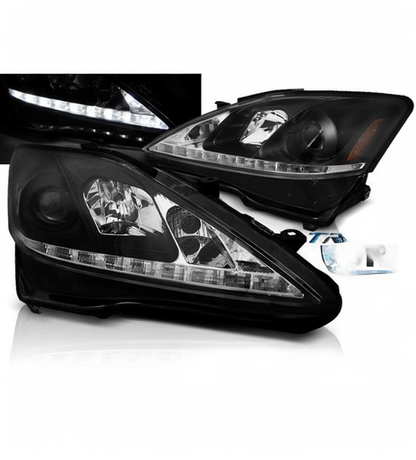 💕 Fari Anteriori Adatto per Lexus IS II 06-13 LED DRL Neri 💕