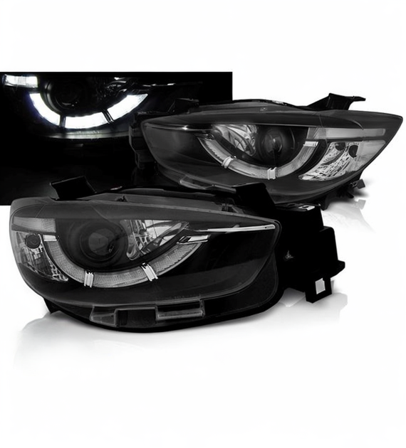 💕 Fari Anteriori Adatto per Mazda CX-5 11-15 LED DRL Neri True DRL 💕