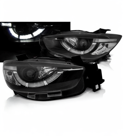 💕 Fari Anteriori Adatto per Mazda CX-5 11-15 LED DRL Neri True DRL 💕