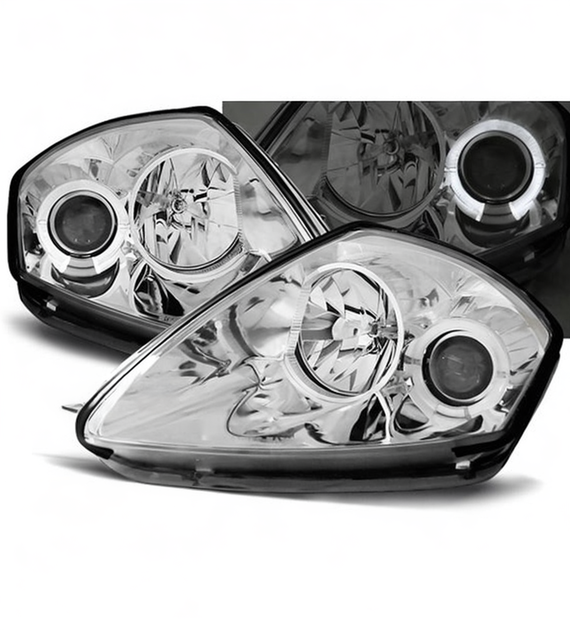 💕 Fari Anteriori Adatto per Mitsubishi Eclipse D50 00-05 Angel Eyes Cromati 💕