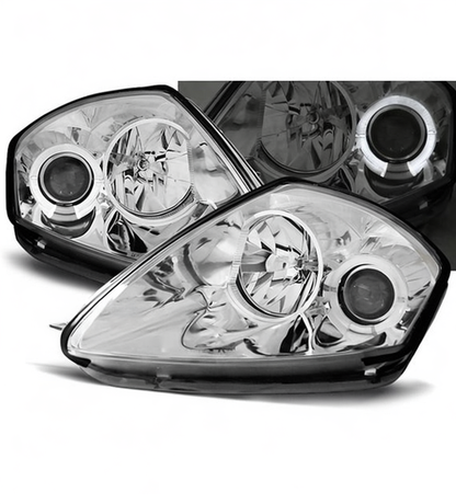 💕 Fari Anteriori Adatto per Mitsubishi Eclipse D50 00-05 Angel Eyes Cromati 💕