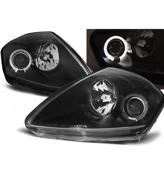 💕 Fari Anteriori Adatto per Mitsubishi Eclipse D50 00-05 Angel Eyes Neri 💕