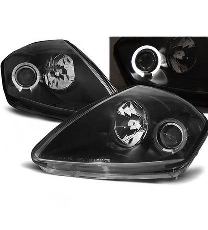 💕 Fari Anteriori Adatto per Mitsubishi Eclipse D50 00-05 Angel Eyes Neri 💕