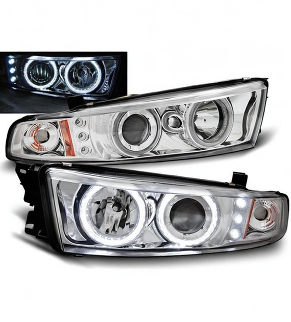 💕Fari Anteriori Adatto per Mitsubishi Galant EA0 96-06 Angel Eyes CCFL Cromo💕