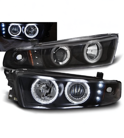 💕 Fari Anteriori Adatto per Mitsubishi Galant EA0 96-06 Angel Eyes CCFL Neri 💕