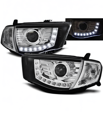 💕 Fari Anteriori Adatto per Mitsubishi L200 06-10 LED Daylight Cromati 💕