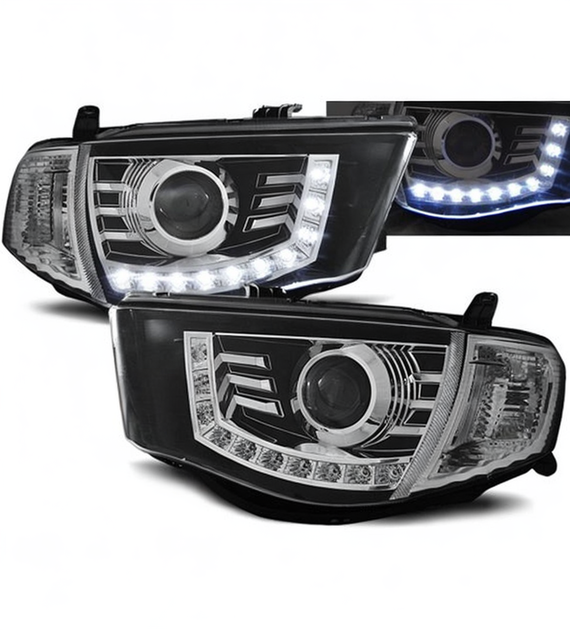 💕 Fari Anteriori Adatto per Mitsubishi L200 06-10 LED Daylight Neri 💕