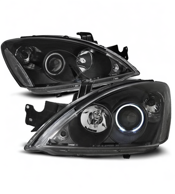 💕 Fari Anteriori Adatto per Mitsubishi Lancer 7 04-07 Angel Eyes CCFL Neri 💕
