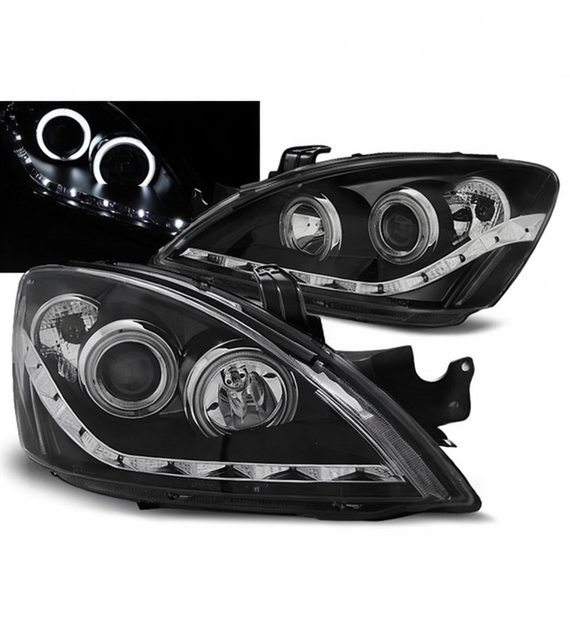 💕 Fari Anteriori Adatto per Mitsubishi Lancer 7 04-07 LED Daylight Neri 💕