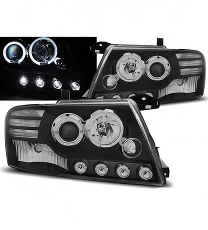 💕 Fari Anteriori Adatto per Mitsubishi Pajero V60 00-06 Angel Eyes Neri 💕