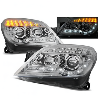 💕 Fari Anteriori Adatti per Opel Astra H 04-10 LED Daylight Cromati 💕