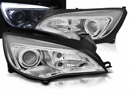 💕 Fari Anteriori Adatti per Opel Astra J 10-15 LED Tube Cromati 💕