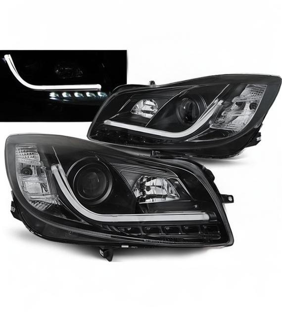 💕 Fari Anteriori Adatti per Opel Insignia 08-12 LED Tube Light Neri 💕