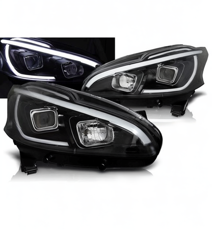 💕 Fari Anteriori Adatti per Peugeot 208 12-15 LED DRL Tube Light Neri 💕