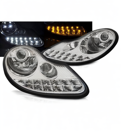 💕 Fari Anteriori Adatti per Porsche Boxster 96-04 911 996 LED Cromati 💕