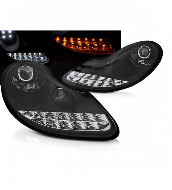 💕 Fari Anteriori Adatti per Porsche Boxster 96-04 911 996 LED Neri 💕