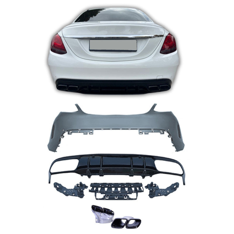 ⭐Paraurti posteriore con diffusore compatibile con Mercedes Classe C W205 Facel⭐